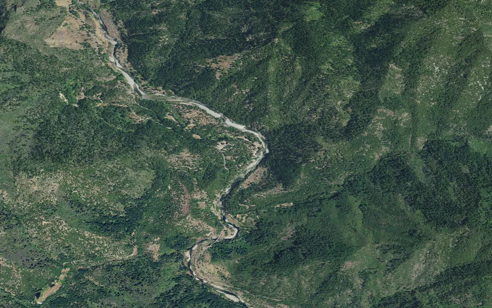 Aerial view centered on Nordheimer Main Campground