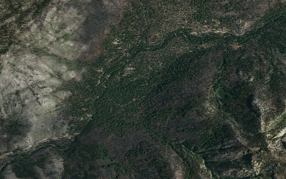 Aerial view centered on Clark Fork Campground