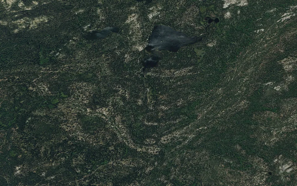 Aerial view centered on Wrights Lake Equestrian Campground