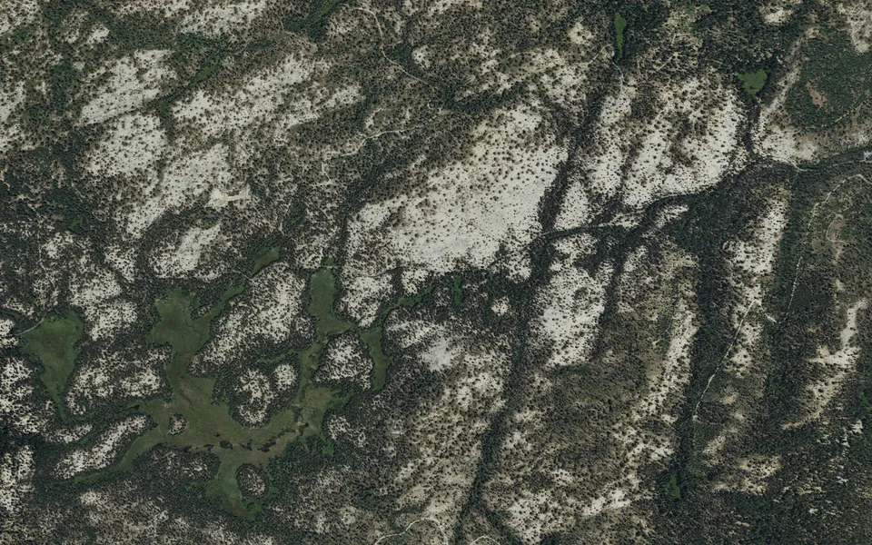 Aerial view centered on Big Meadow Campground - US Forest Service Sequoia National Forest (CA)