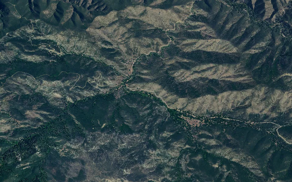 Aerial view centered on Davy Brown Campground