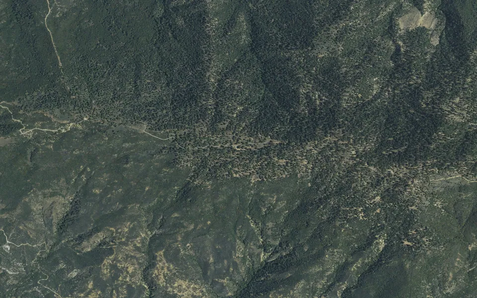 Aerial view centered on Pine Mountain Campground
