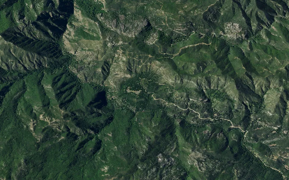 Aerial view centered on Escondido Campground