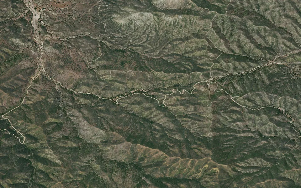 Aerial view centered on La Panza Campground