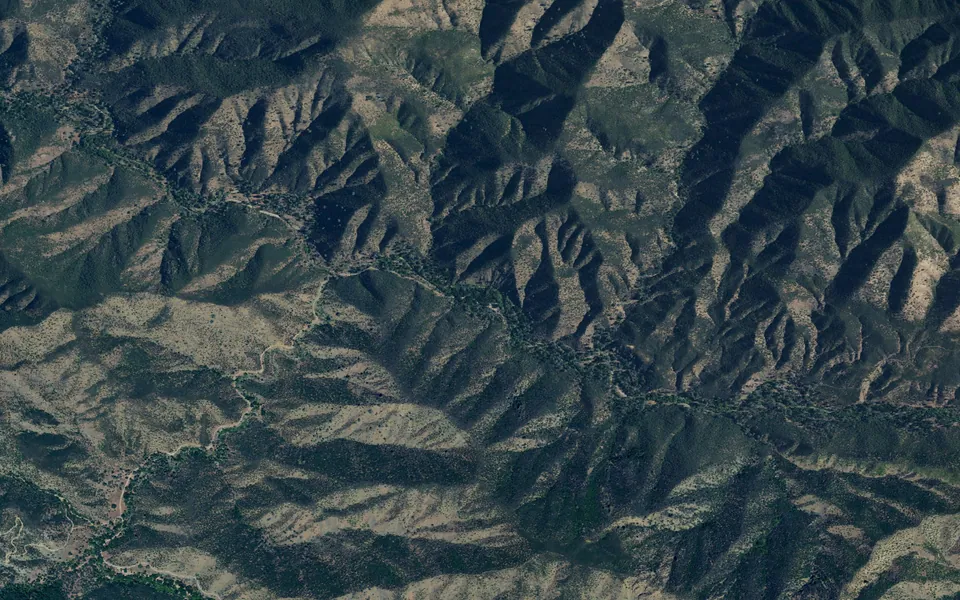 Aerial view centered on Nira Campground