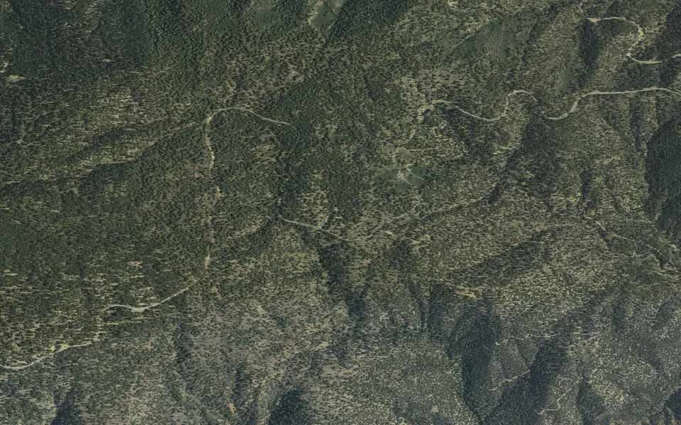 Aerial view centered on Mt. Pinos Campground