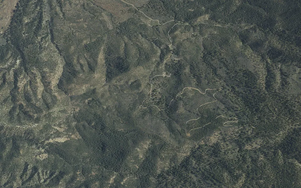 Aerial view centered on Chuchupate Campground