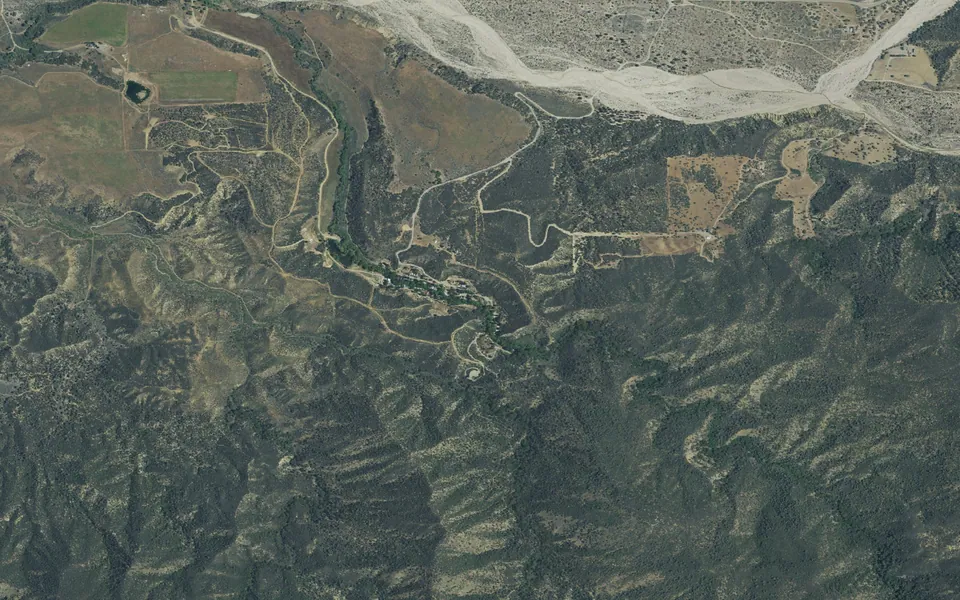 Aerial view centered on Reyes Creek Campground