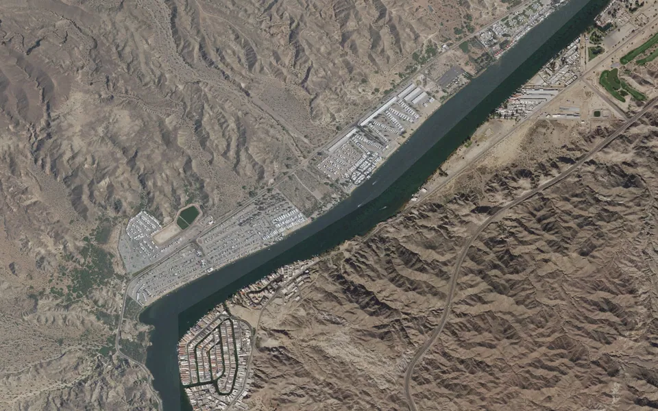 Aerial view centered on Crossroads Campground