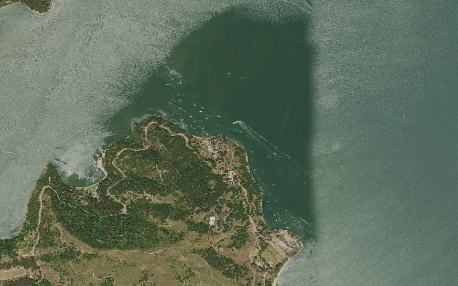 Aerial view centered on Kayak Environmental Camp