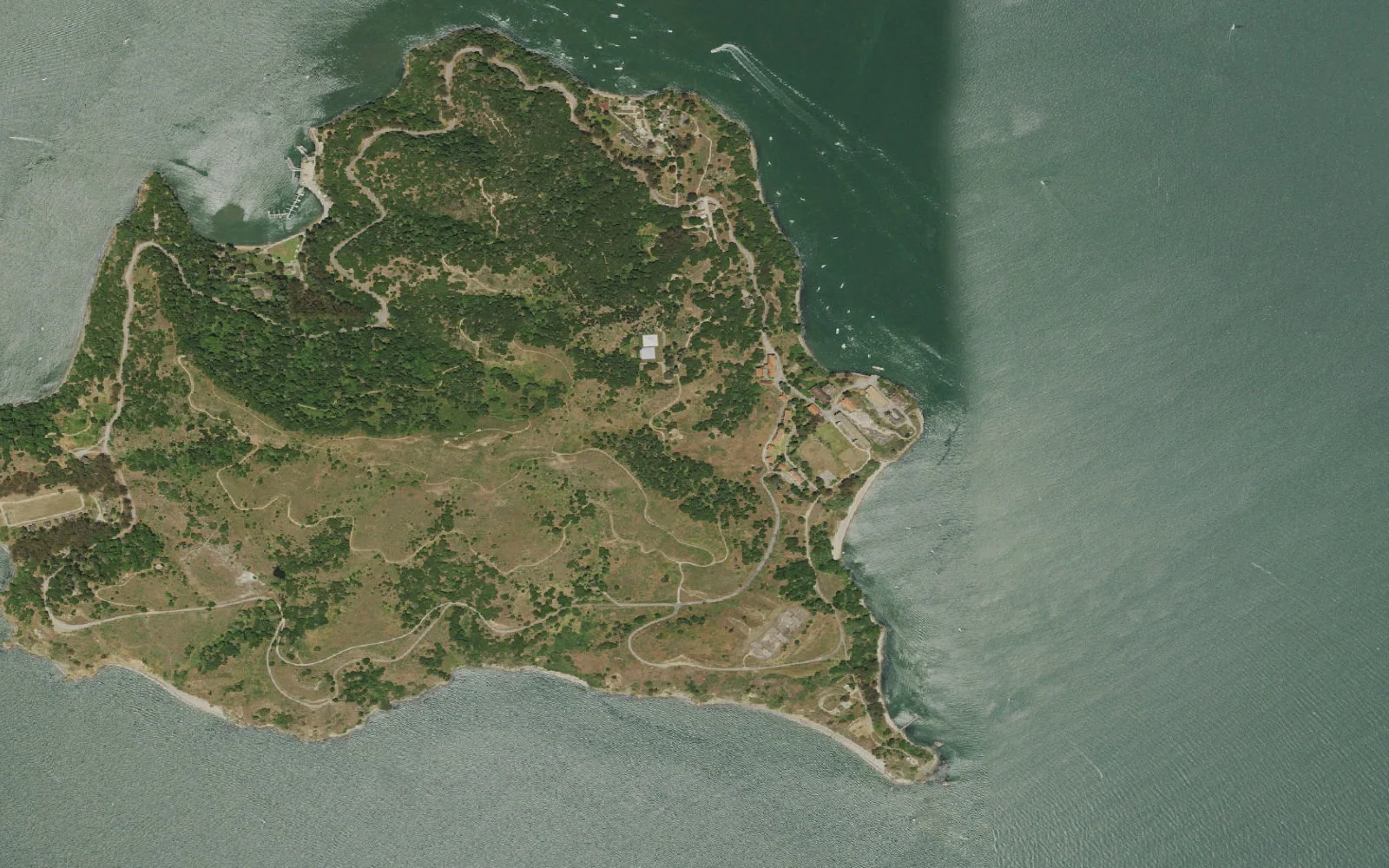 Aerial view centered on Ridge Environmental Camp