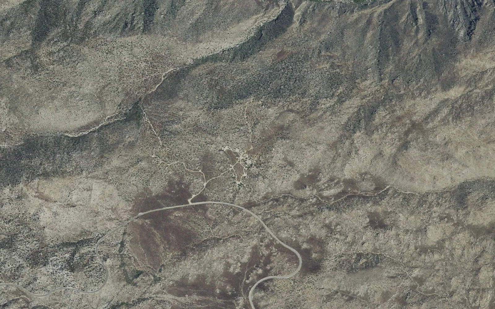 Aerial view centered on Culp Valley Primitive Campground camp area