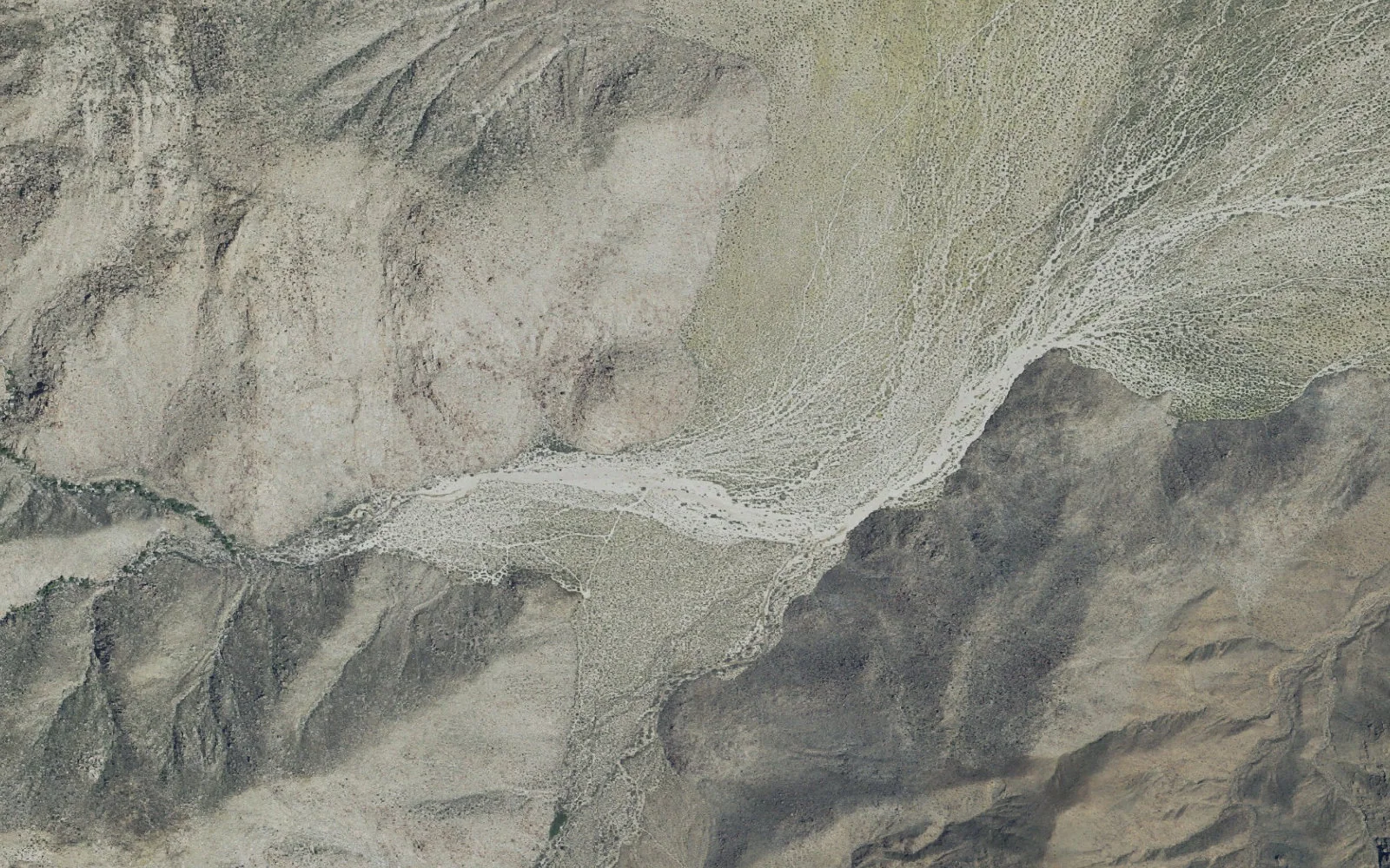 Aerial view centered on Sheep Canyon Primitive Campground camp area