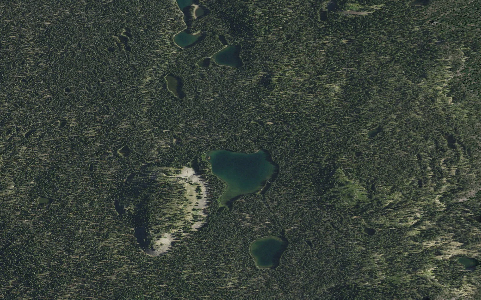 Aerial view centered on Turnaround Lake camp area