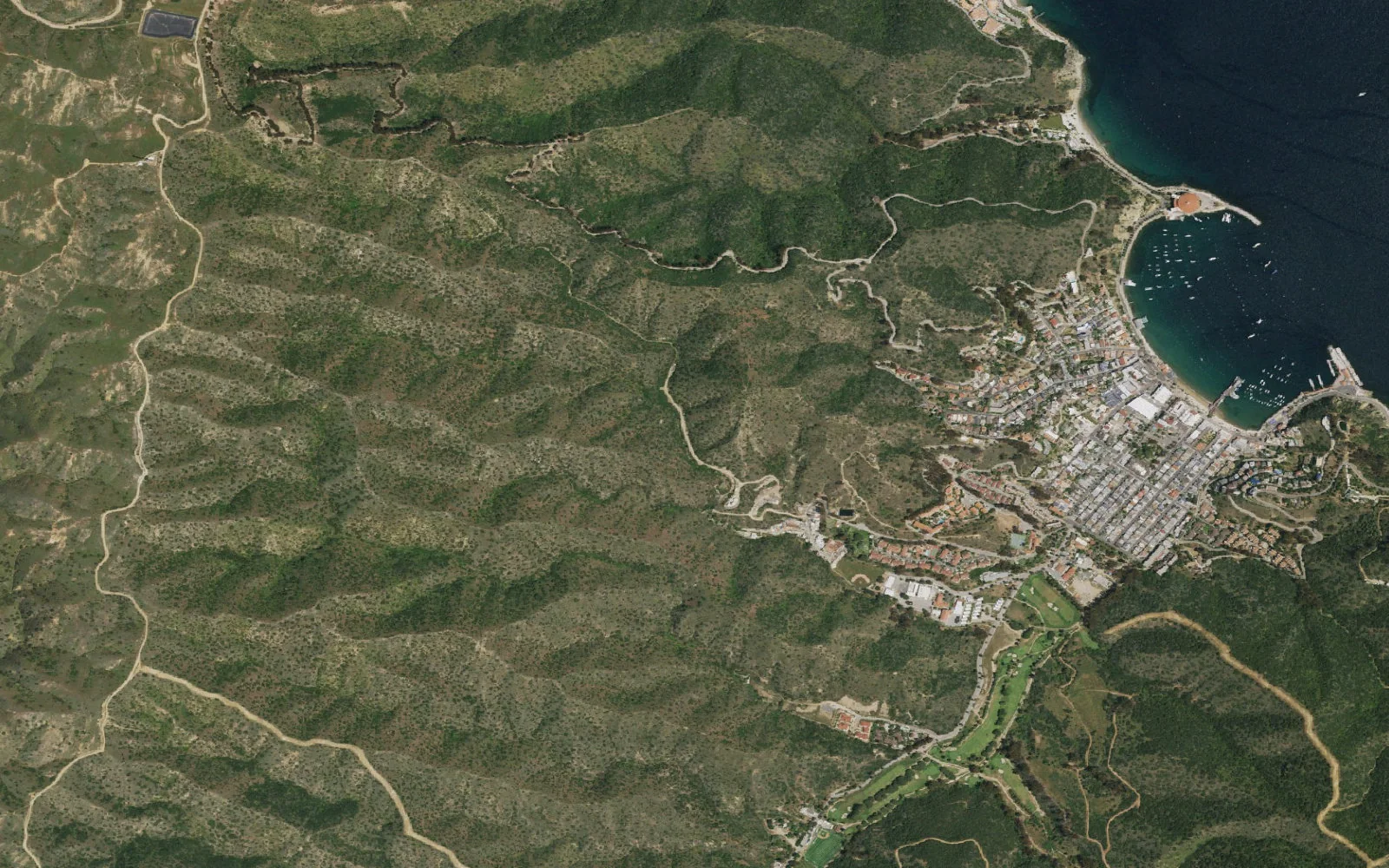 Aerial view centered on Hermit Gulch Campground camp area