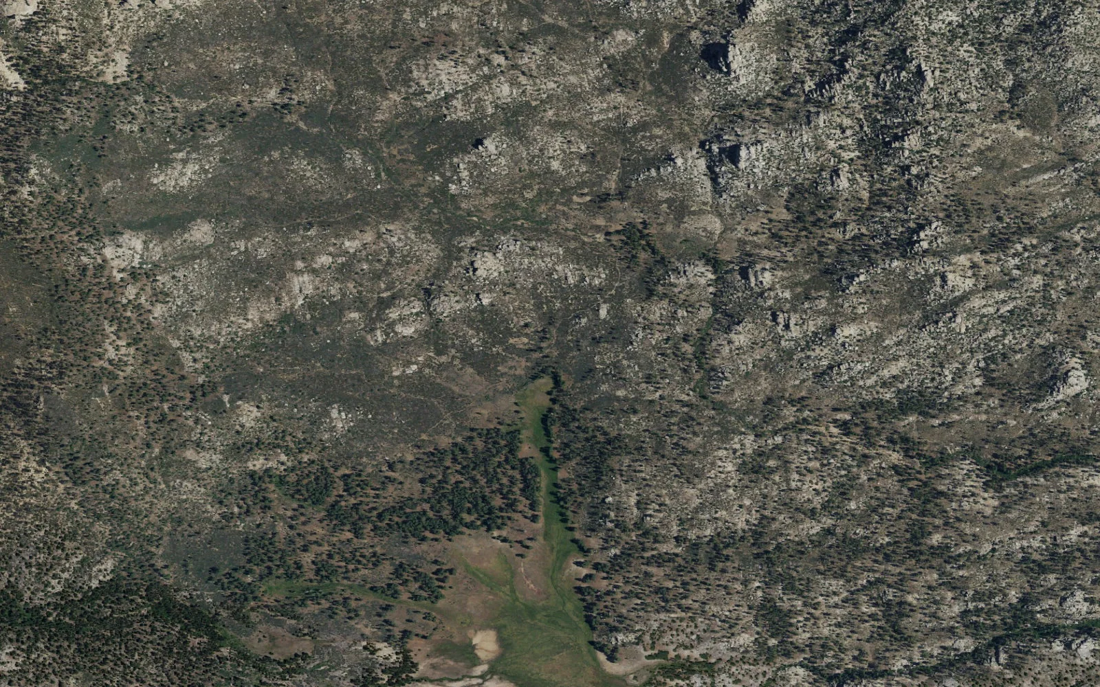 Aerial view centered on Manter Meadow camp area