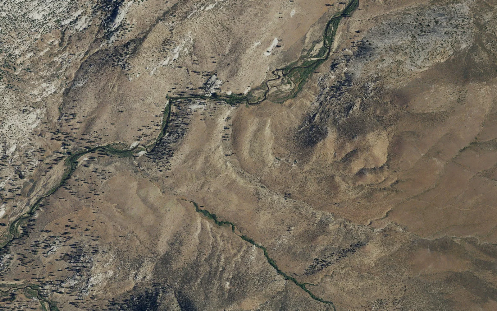 Aerial view centered on Rockhouse Basin camp area