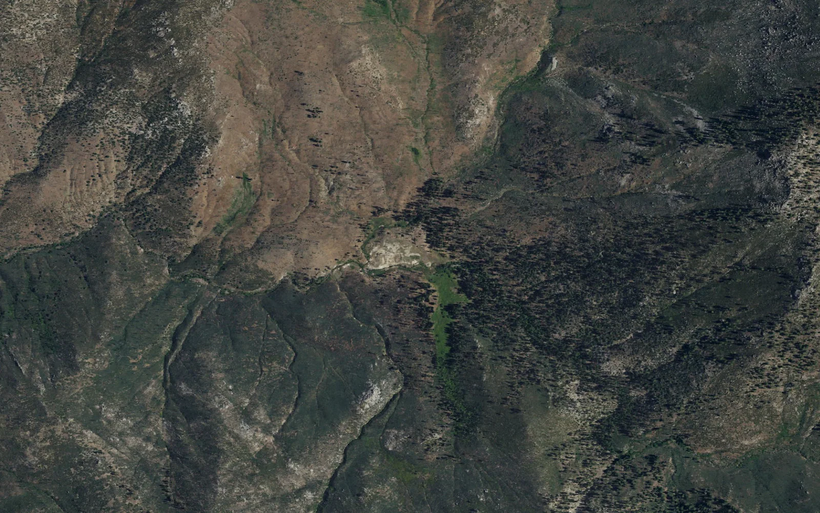 Aerial view centered on Jordan Hot Springs area camp area