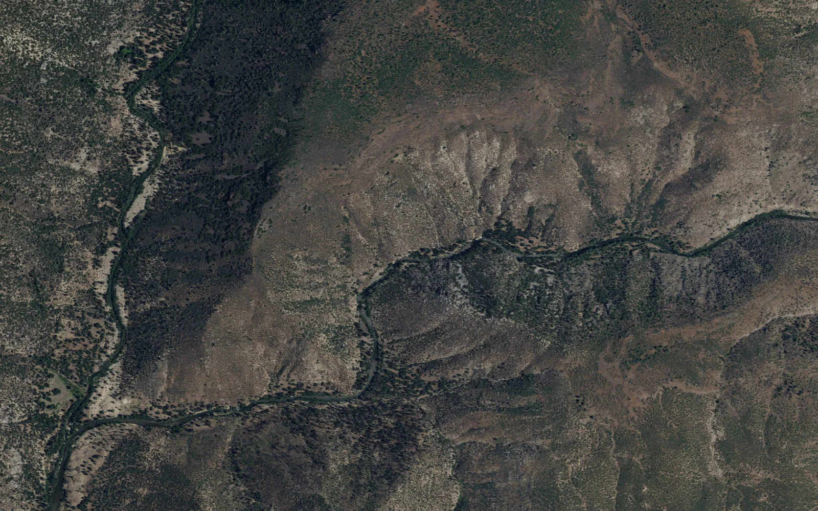 Aerial view centered on Kern Flat camp area