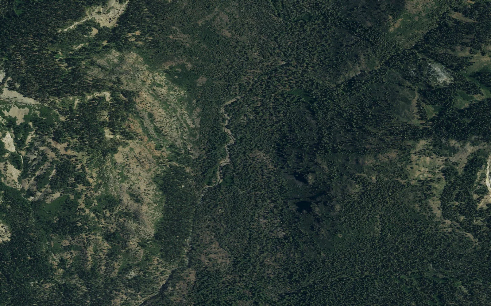 Aerial view centered on Whiskey Creek area camp area