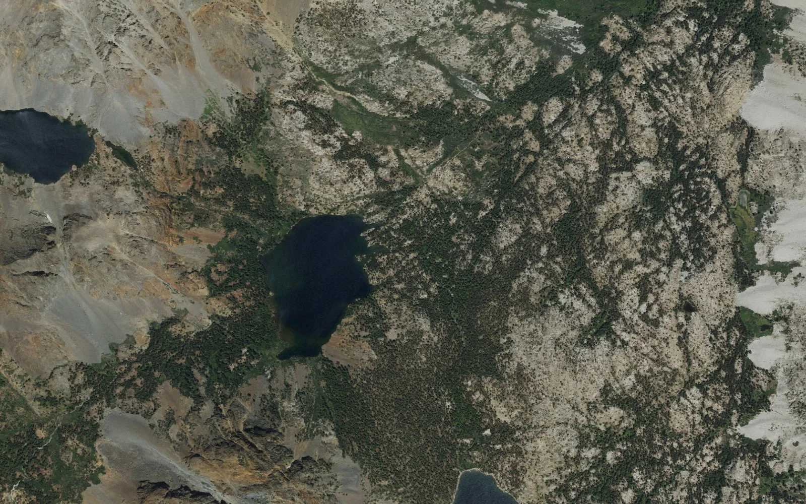 Aerial view centered on Green Lake camp area