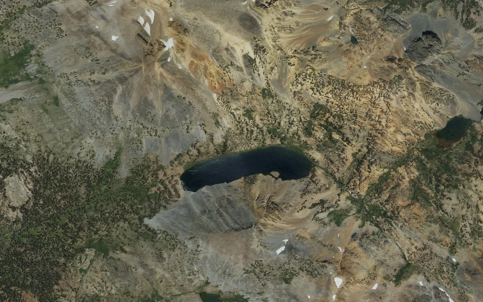 Aerial view centered on Summit Lake camp area
