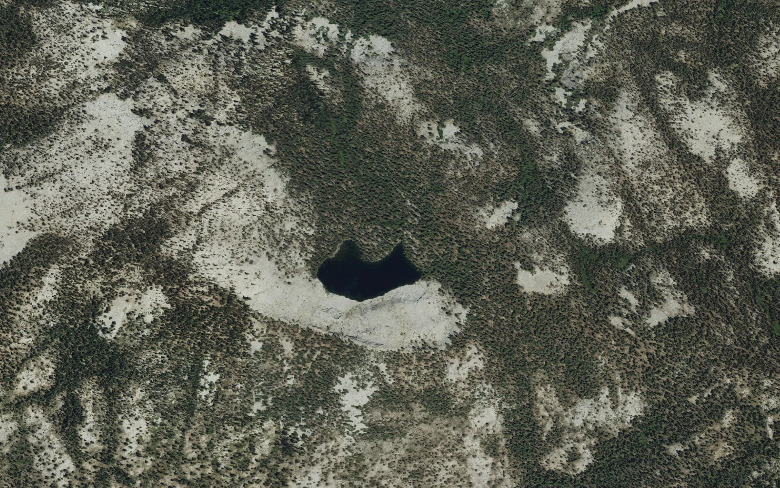 Aerial view centered on Jennie Lake camp area