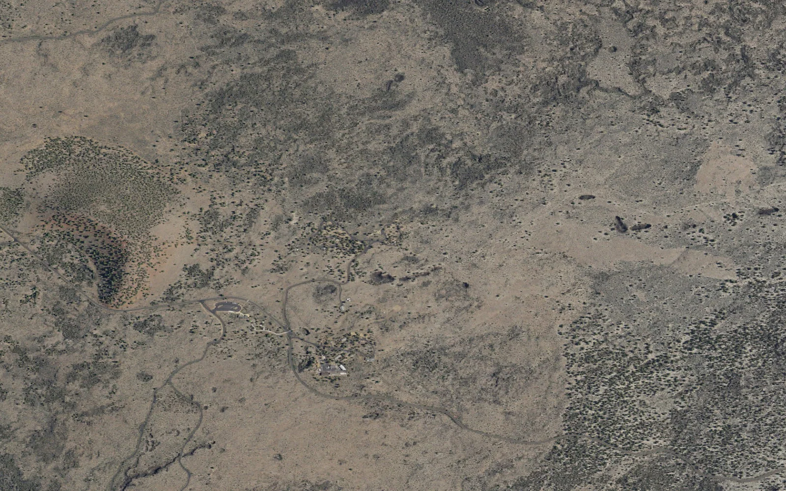 Aerial view centered on Three Sisters wilderness area camp area