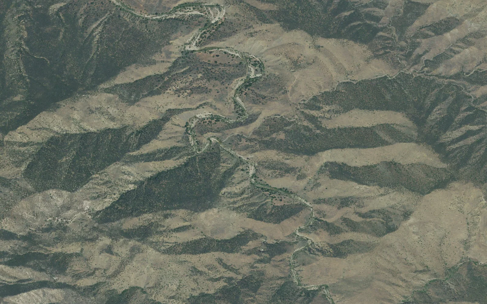 Aerial view centered on South Fork Camp