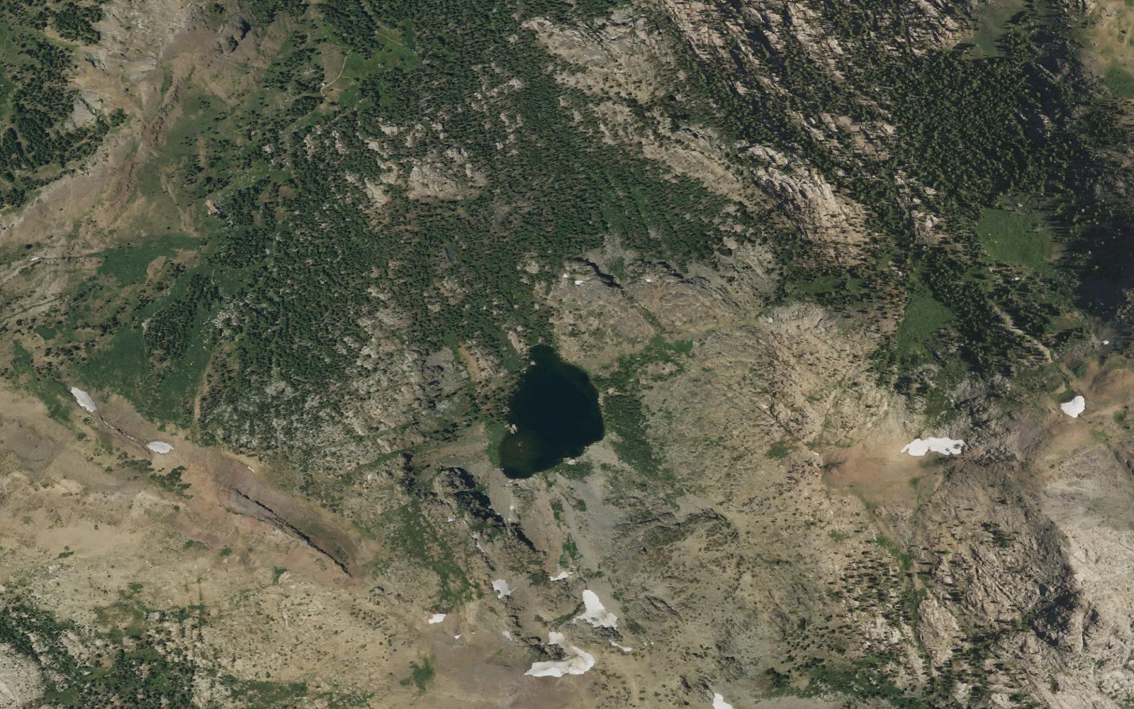 Aerial view centered on Emigrant Lake camp area