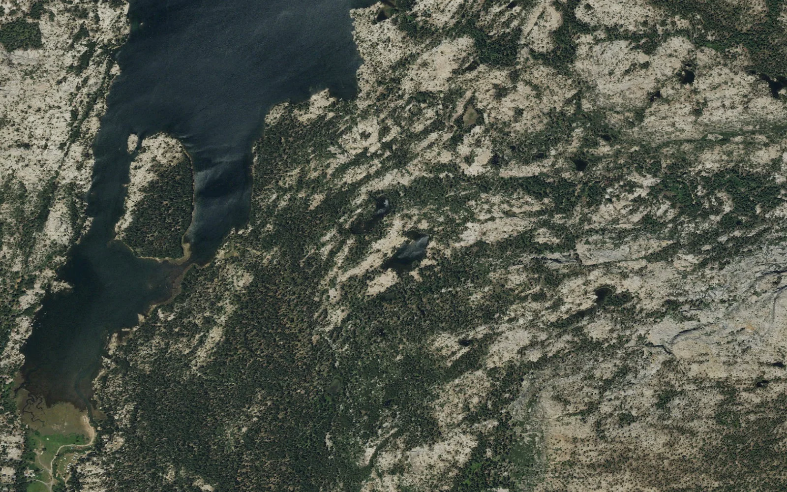 Aerial view centered on Granite Lake camp area