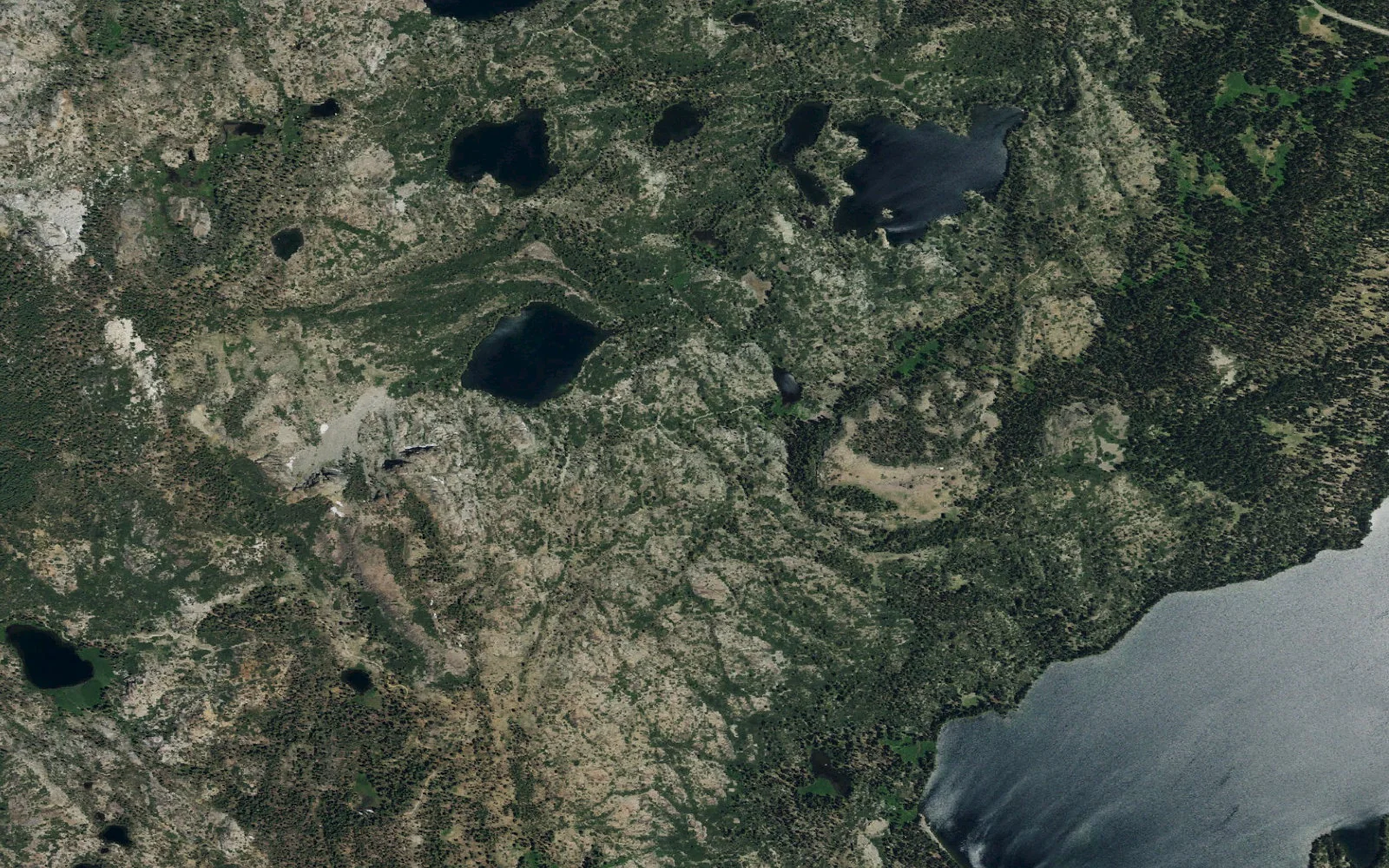 Aerial view centered on Grass Lake camp area