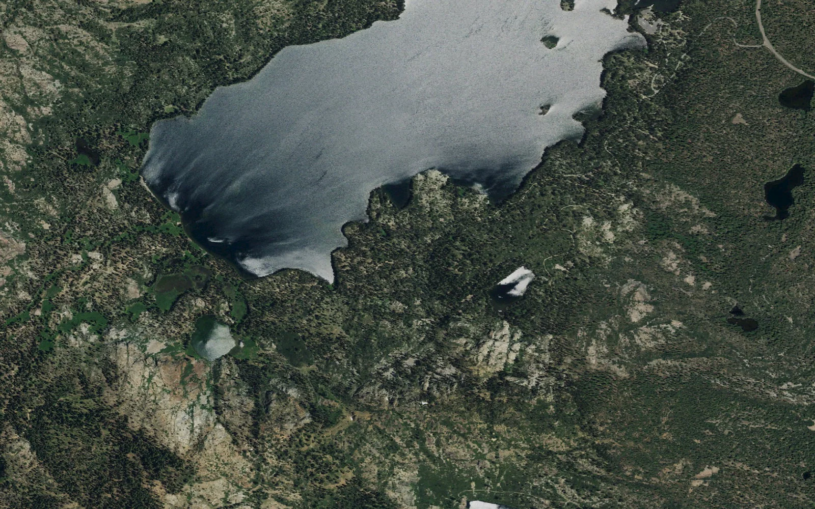 Aerial view centered on Jamison Lake camp area