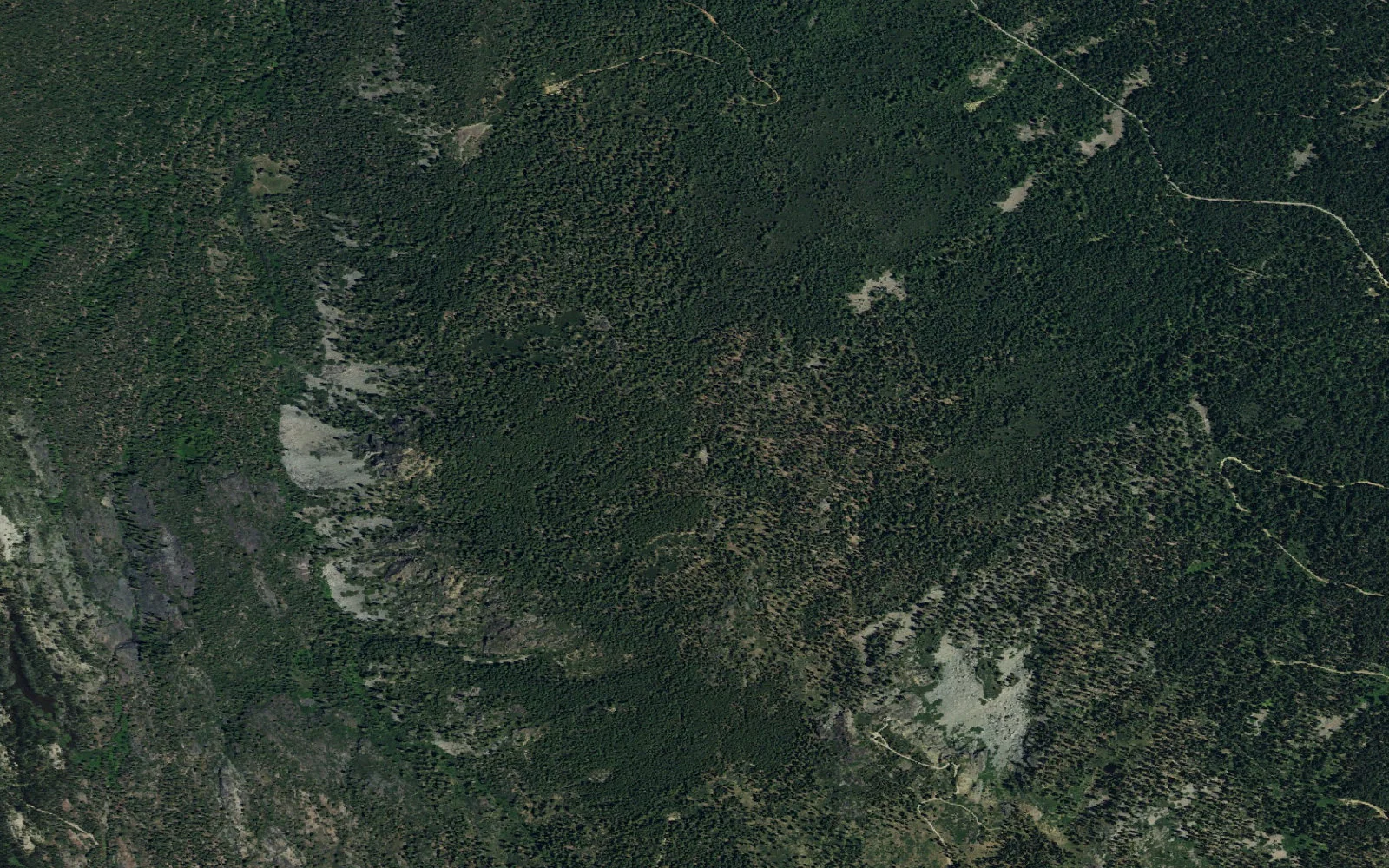 Aerial view centered on Rock Lake camp area
