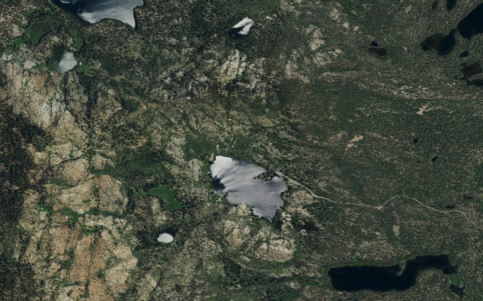 Aerial view centered on Wades Lake camp area