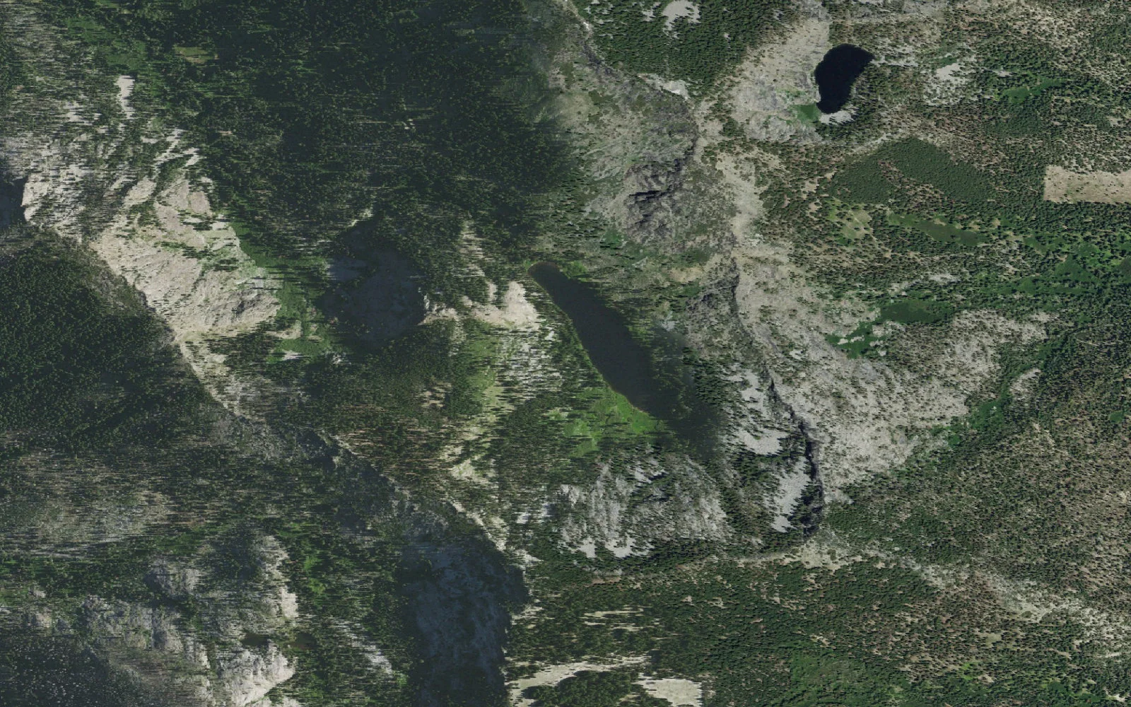 Aerial view centered on Taylor Lake camp area