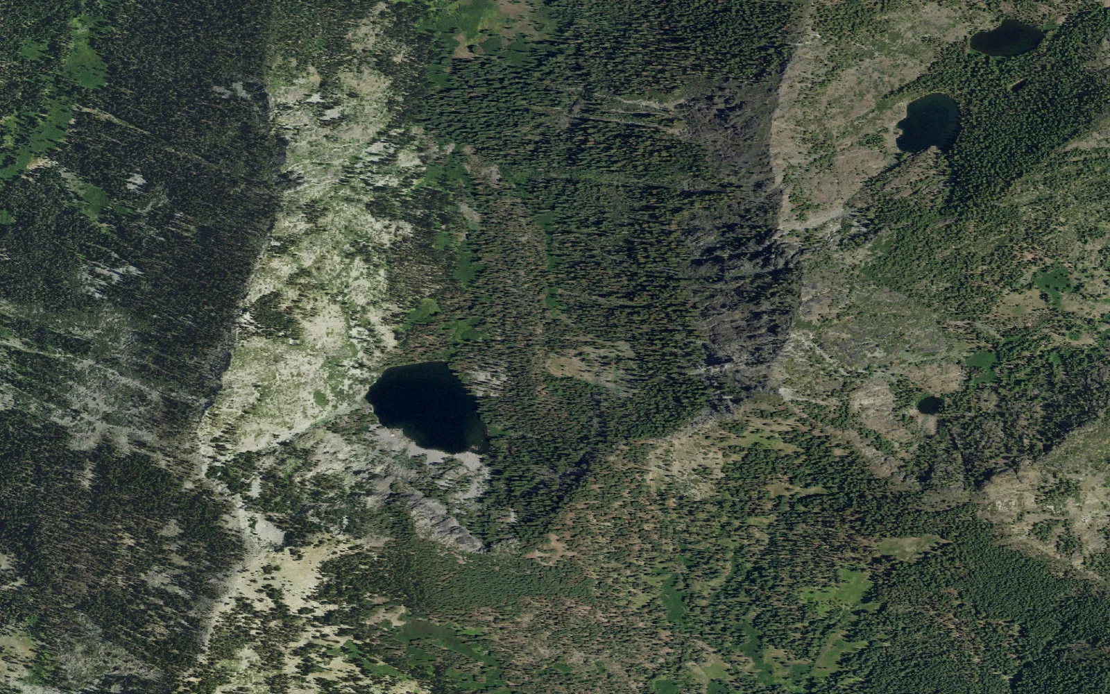 Aerial view centered on Trail Gulch Lake camp area
