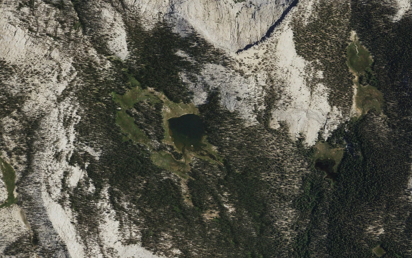 Aerial view centered on Crown Lake camp area