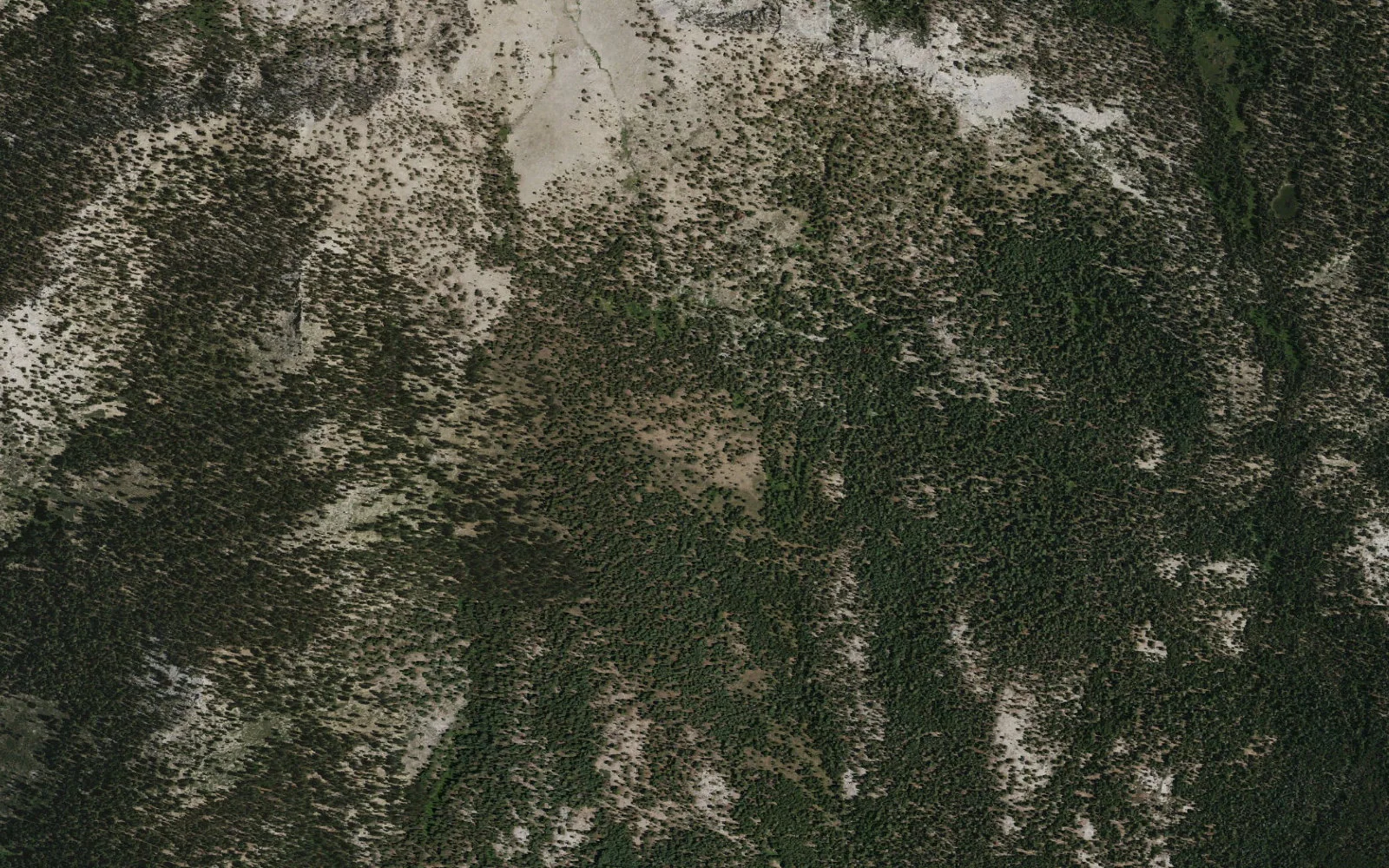 Aerial view centered on Devils Bathtub camp area