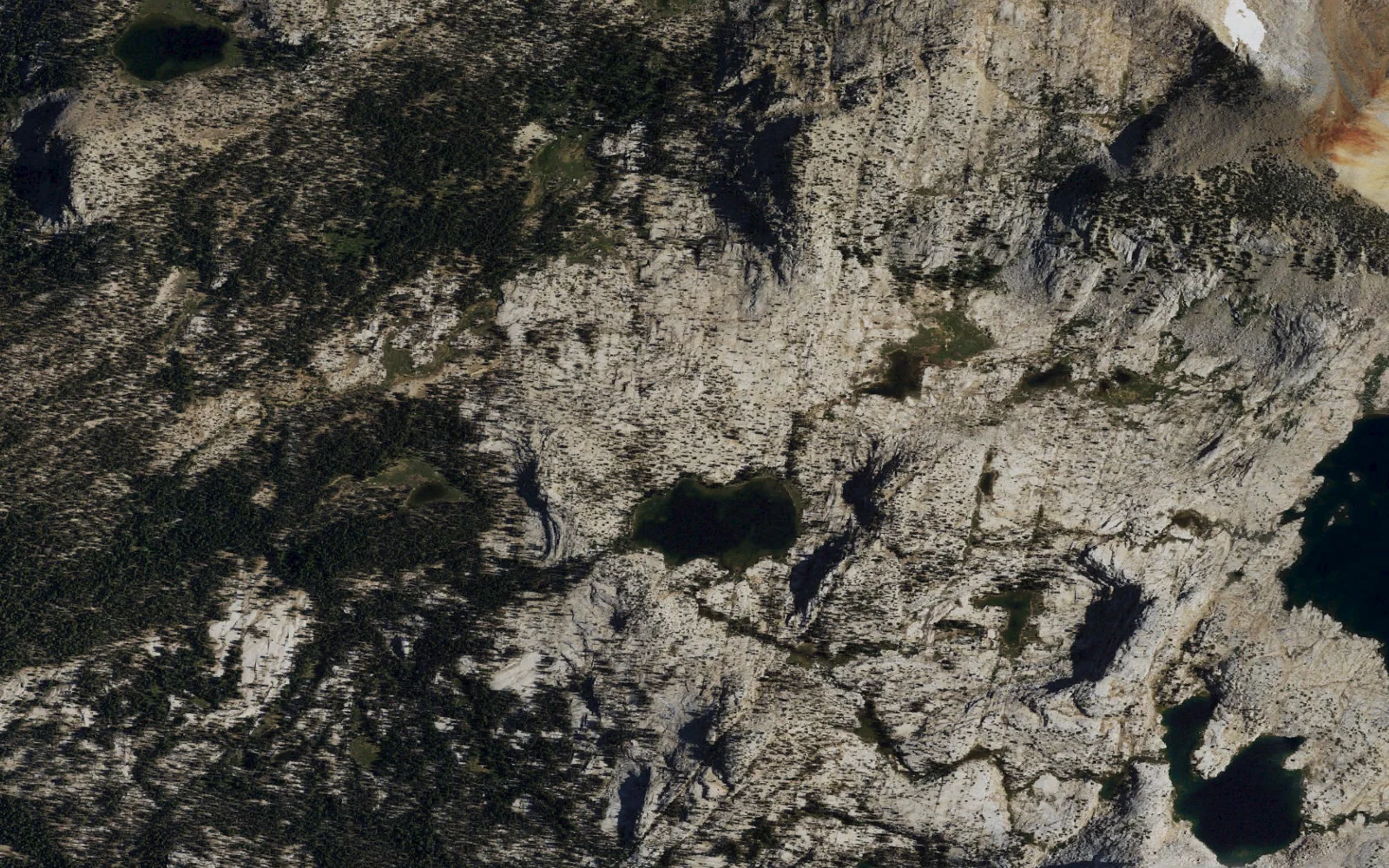 Aerial view centered on Disappointment Lake camp area