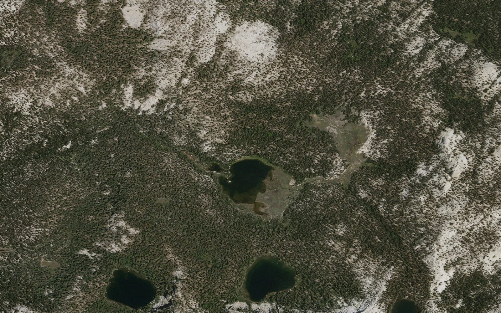 Aerial view centered on First Dinkey Lake camp area