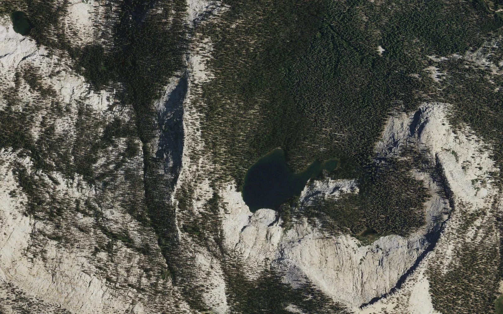 Aerial view centered on Halfmoon Lake camp area
