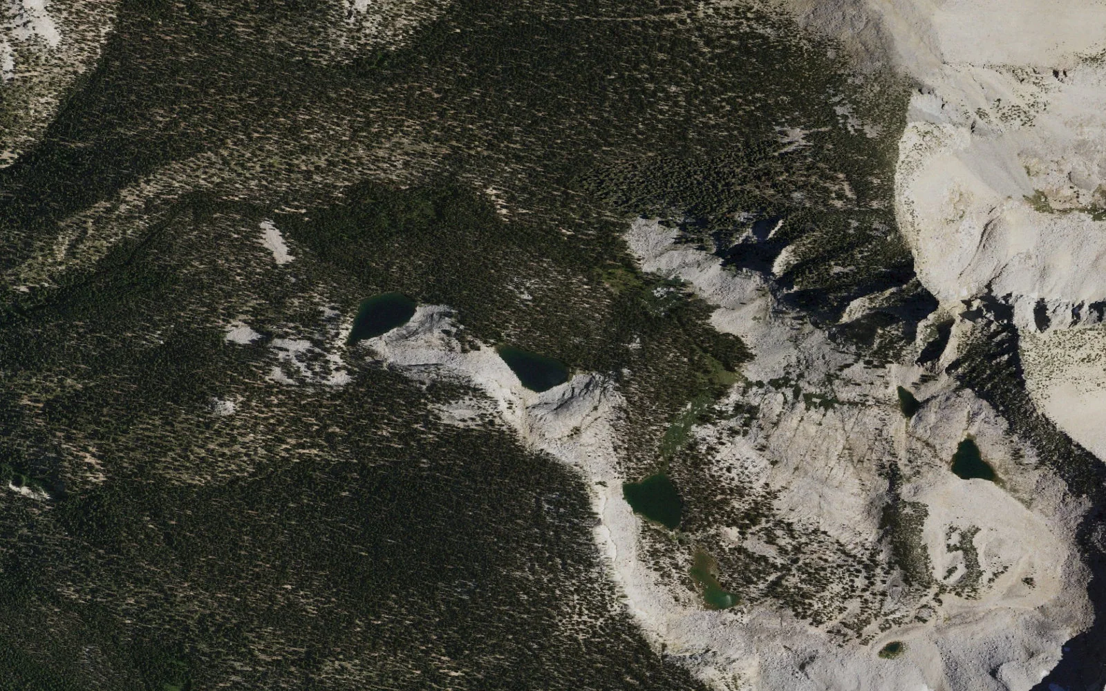 Aerial view centered on Harvey Lake camp area
