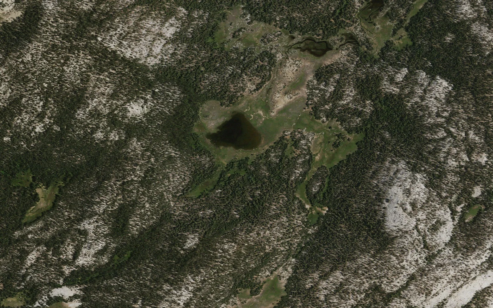 Aerial view centered on Summit Lake camp area