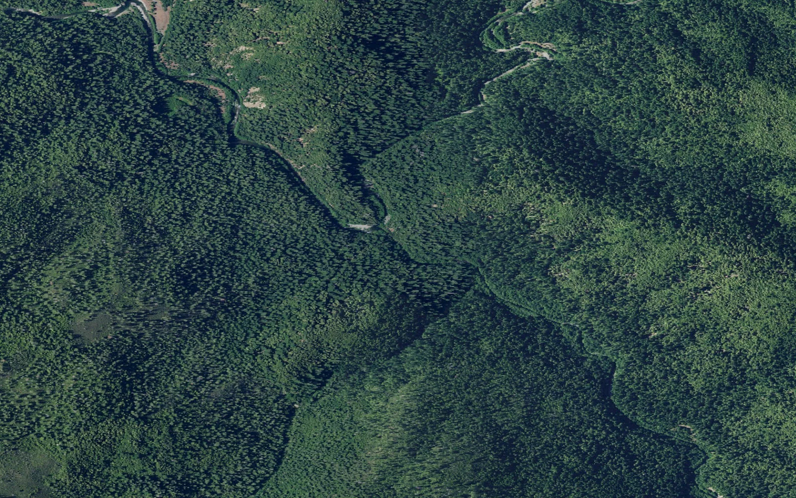 Aerial view centered on Eightmile Creek Camp