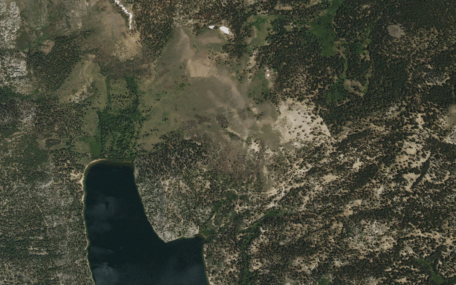 Aerial view centered on Marlette Peak Campground camp area