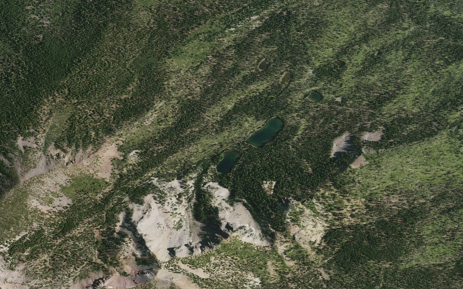 Aerial view centered on Magee Lake camp area