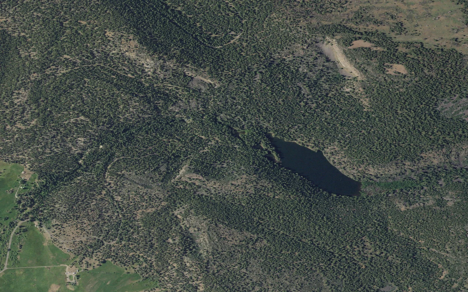 Aerial view centered on Mill Creek area camp area