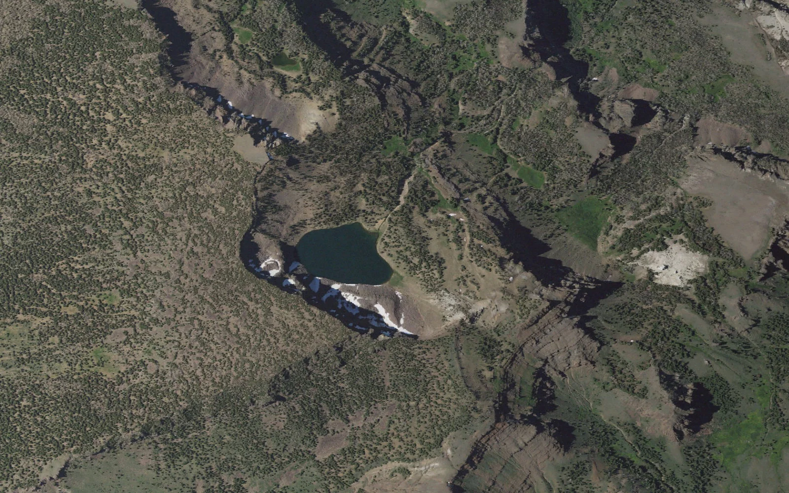 Aerial view centered on Patterson Lake camp area