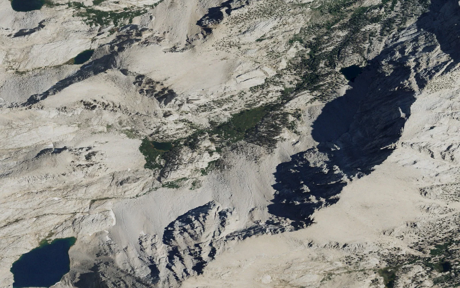 Aerial view centered on Lone Pine Lake camp area